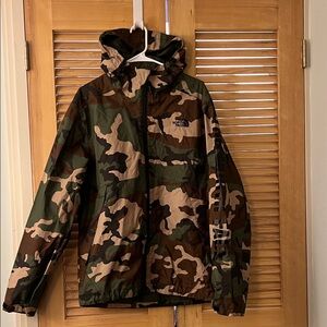 The North Face Green and Brown Camouflage Jacket